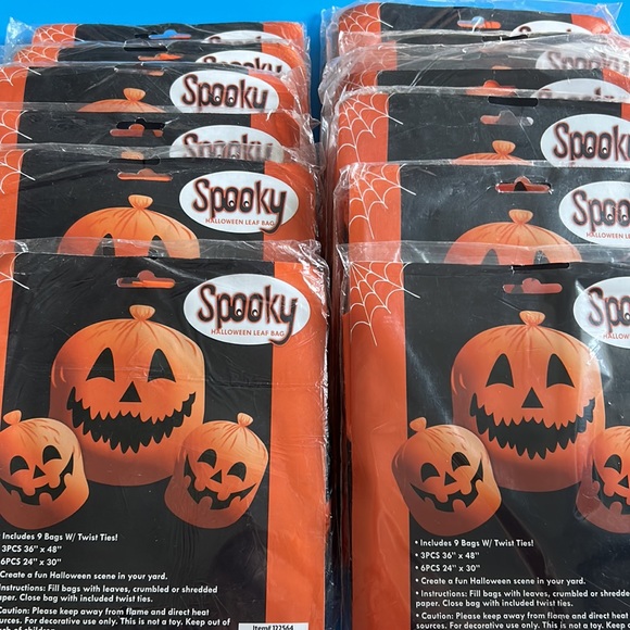 ๐๐๐ 9 pk - Heavy Duty Halloween Pumpkin Face Bags - Picture 7 of 8